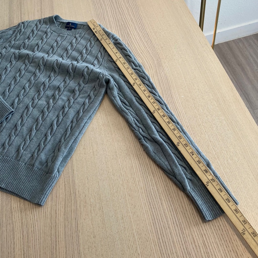 Brooks Brothers Sweater Mens Medium Grey Cable Knit Crew Neck Cotton Pullover - Picture 11 of 12